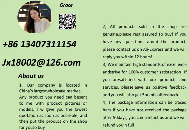 Rice cooker seller contact info card with phone number and email