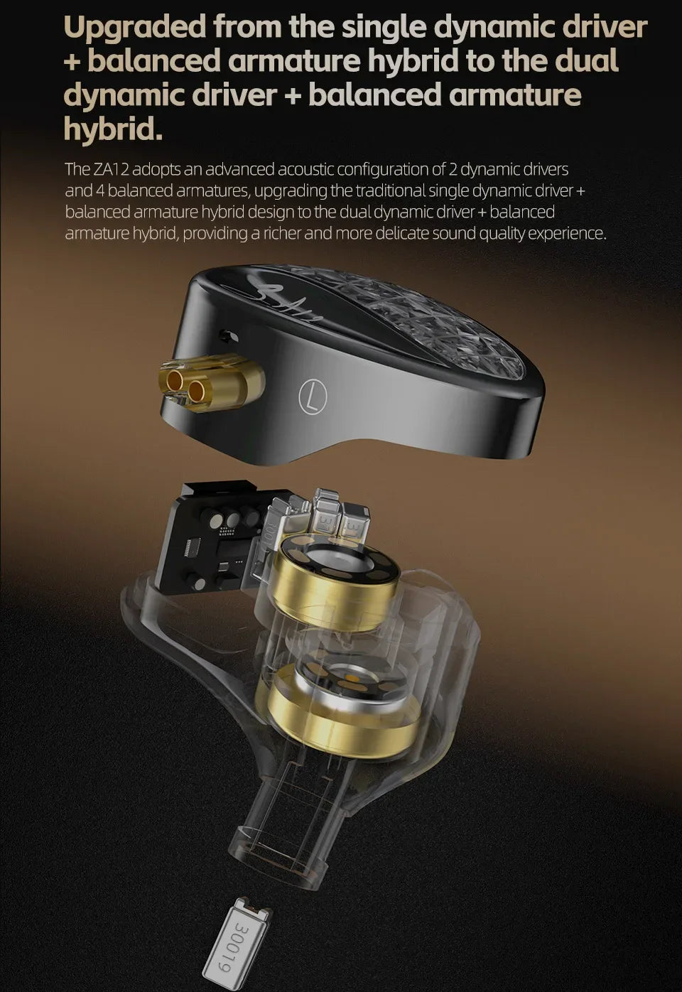 Wired Hybrid In-Ear Monitor Headphones with Dual Tuning by Tidesmit Tidesmit