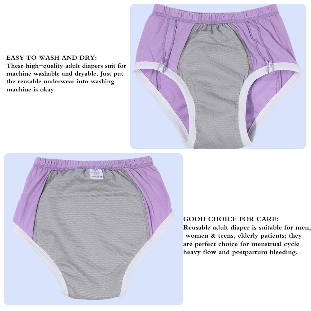 3pcs/Pack Reusable Adult Cloth Diaper with Waterproof Wet Bag Washable Nappies for The Elderly Teenager and Pregnant Women