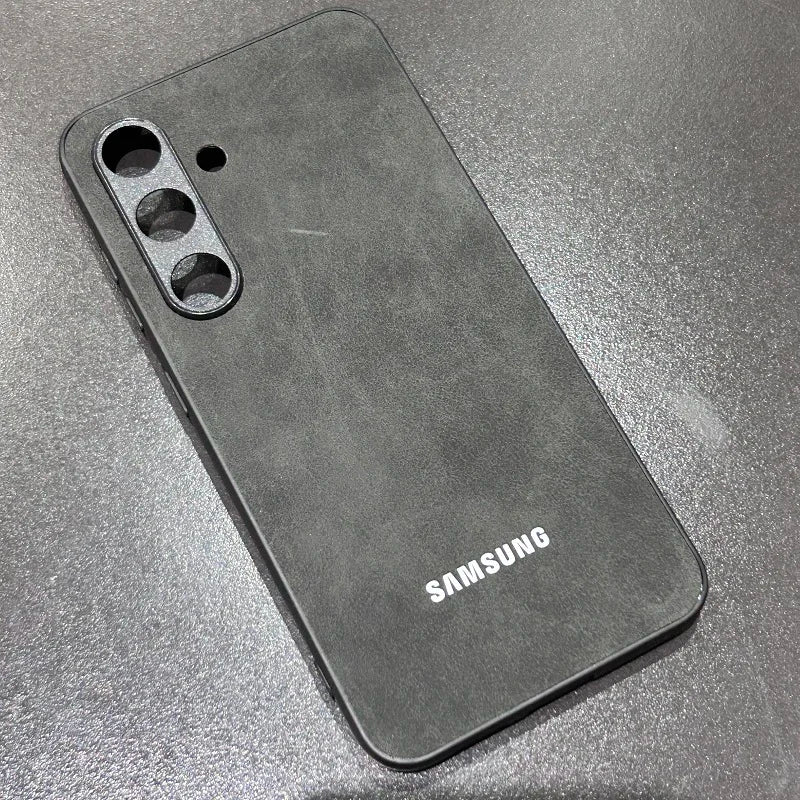 Sheepskin Leather Case for Samsung - Soft Lambskin Slim Fit Protection Dark Gray Tidesmit