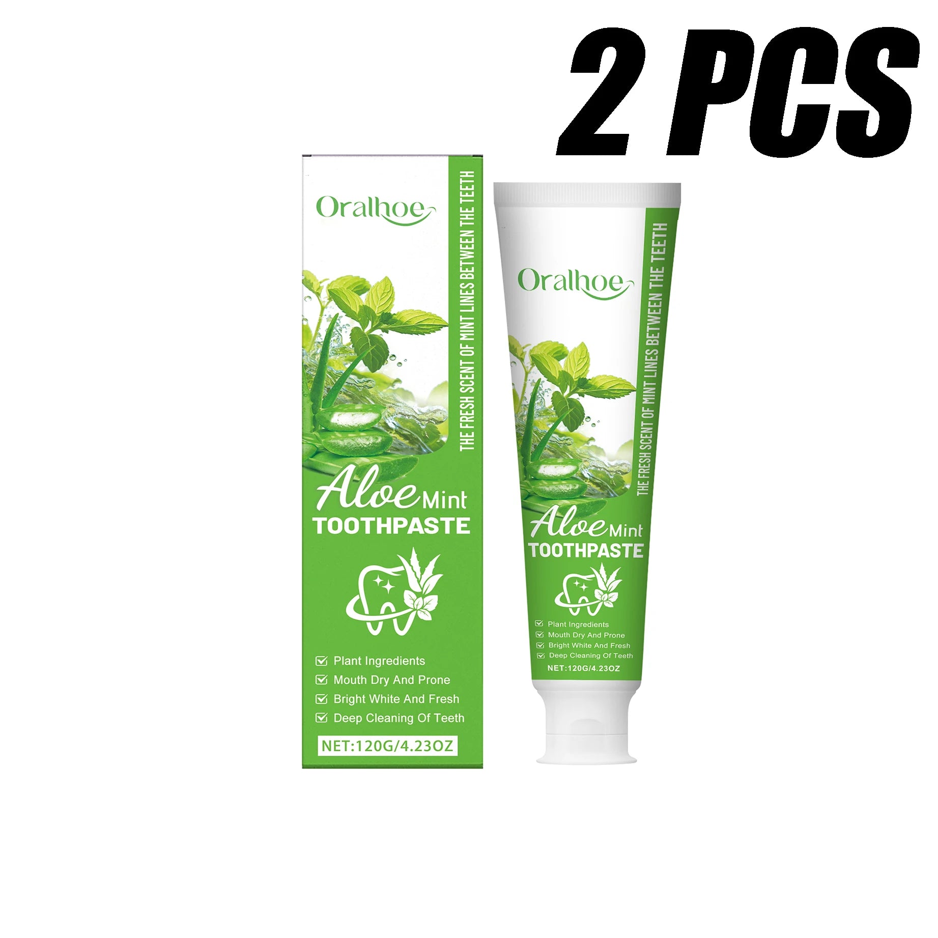Tidesmit Aloe Vera Mint teeth whitening toothpaste for stain removal, gum soothing, and lasting fresh breath.