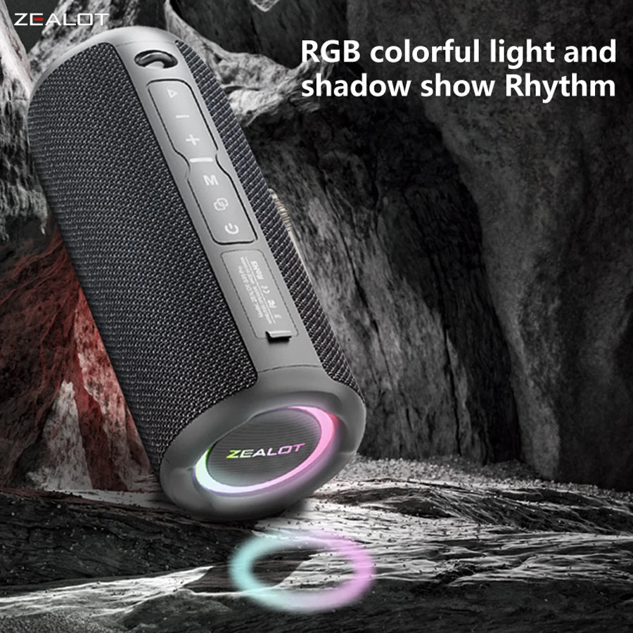 Zealot S49 pro Wireless Speaker,Outdoor Portable Subwoofer Speaker Waterproof IPX 6,, Dual Pairing,3000mAh.