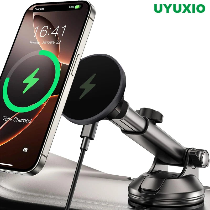Magnetic Wireless Car Charger for iPhone 16-13 - Fast Qi Charging Tidesmit