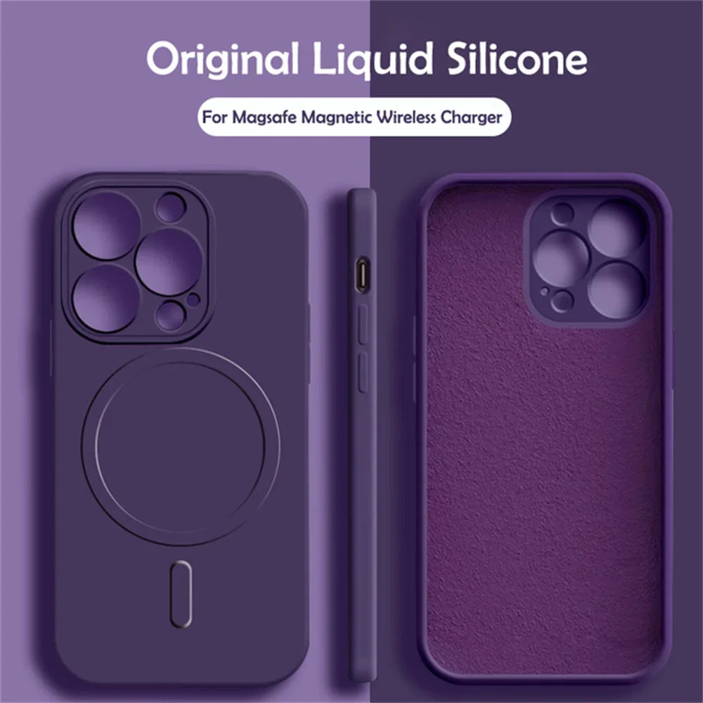 Magnetic Silicone iPhone Case - Shock-Absorbing MagSafe Cover for iPhone Tidesmit