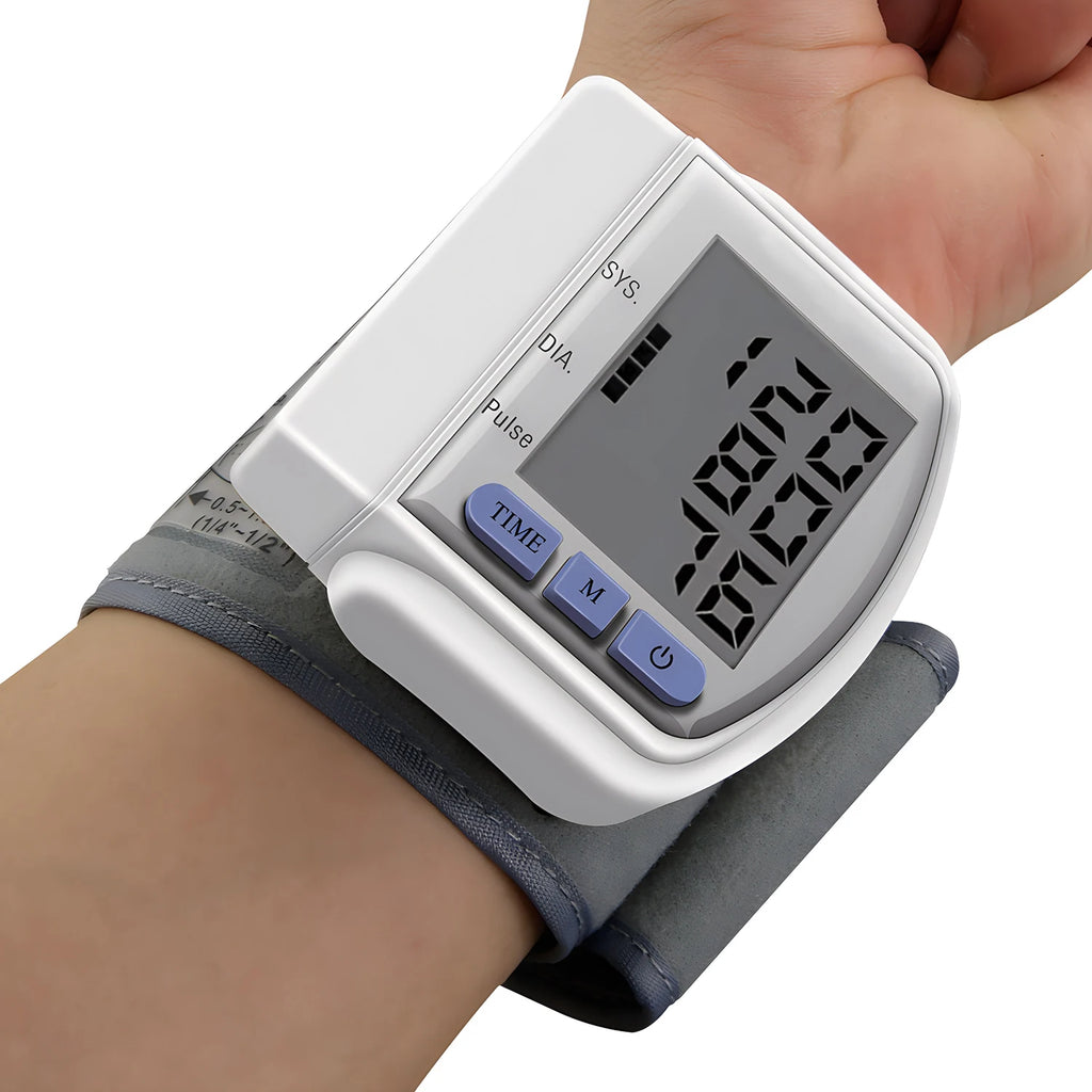 Portable Wrist Blood Pressure Monitor Automatic Digital Sphygmomanometer Detects Heart Rate Pulse BP Monitor