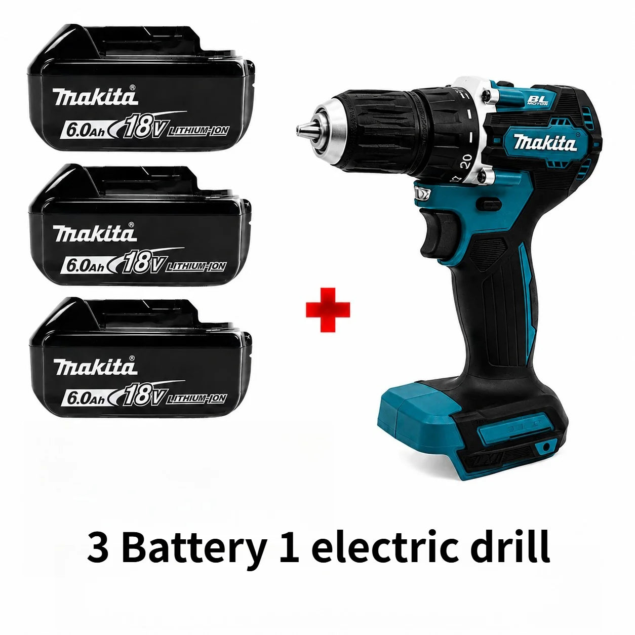 Makita DDF487 13mm Brushless Household 18V Lithium-ion Charging Impact Drill,high Torque Electric Screwdriver Makita 6.0AH BL1860 BL1850 BL184018V Battery