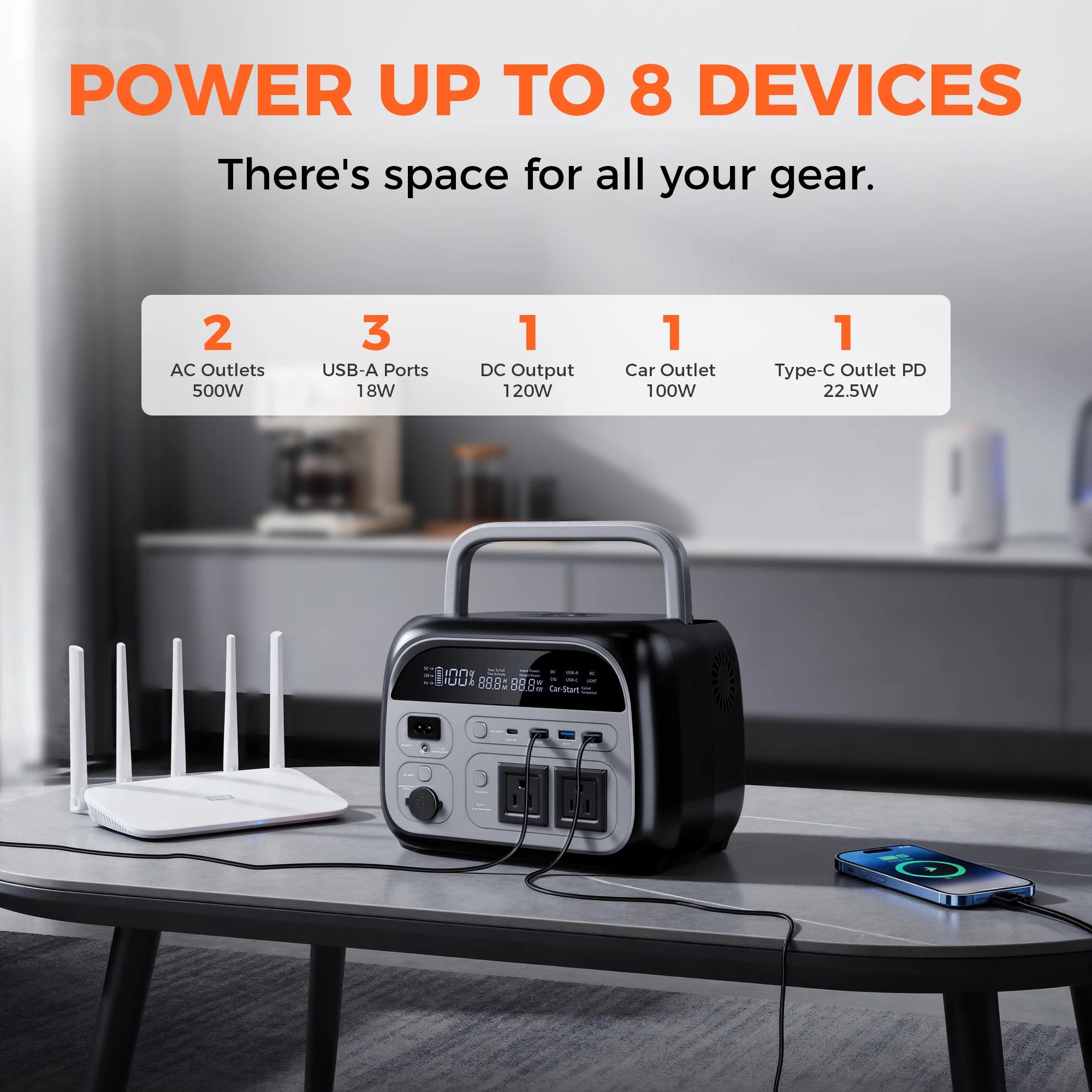 CTOLITY AP400 500W 345Wh 108000mAh LiFePO4 Portable Power Station, Pure Sine Wave Solar Generator, Emergency Backup Power for Camping, Travel & Home Blackout, Multiple Colors Available