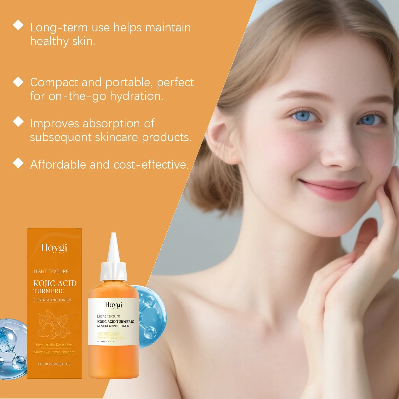 Brightening Kojic Acid Turmeric Toner Soothing Hydrating Pore Minimizing Oil Control Reduce Dullness Refreshing Facial Skin Care