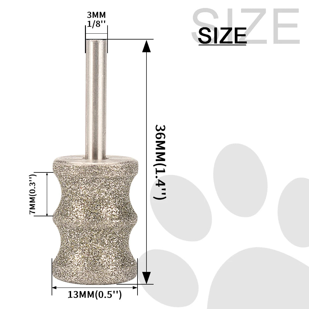 2pcs diamond dog nail grinder replacement wheels for safe pet claw grooming, 36mm length.