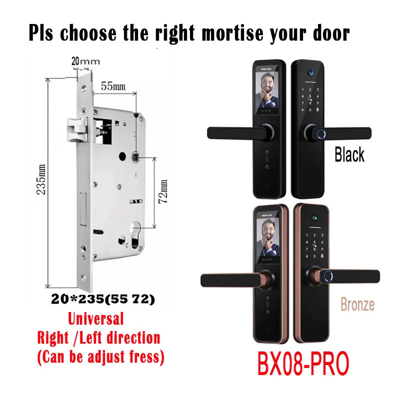 Tuya visual Wifi Digital Electronic Smart Fingerprint Door Lock With Biometric Camera intelligence Card Password Key Unlock
