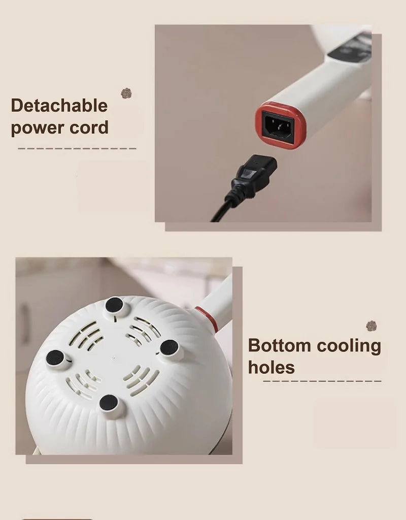 Electric cooking pot with detachable power cord and bottom cooling air holes