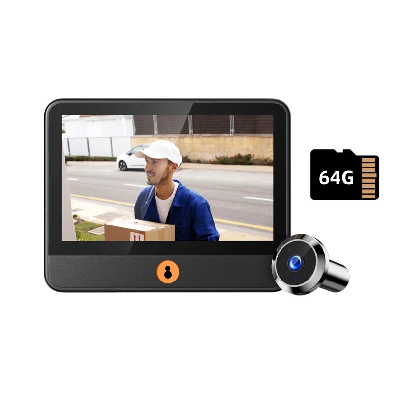 Danmini 4.3'' Visual Doorbell Peephole 1080P Camera App Remote Control Digital Cat Eye Night Vision Outdoor Monitor Door Viewer