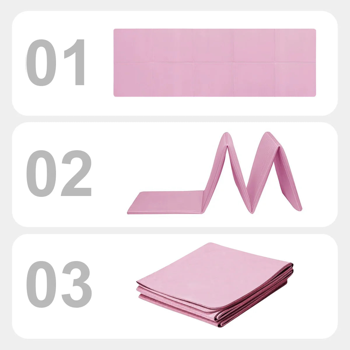 Pink Foldable Yoga Mat Eco Friendly EVA Folding Travel Fitness Exercise Mat 3/4/6mm Thicknesses for Yoga Pilates Workouts