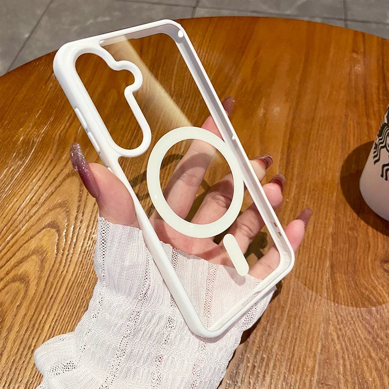 Magnetic Wireless Charging Phone Case for Samsung - Shockproof Cover White Tidesmit