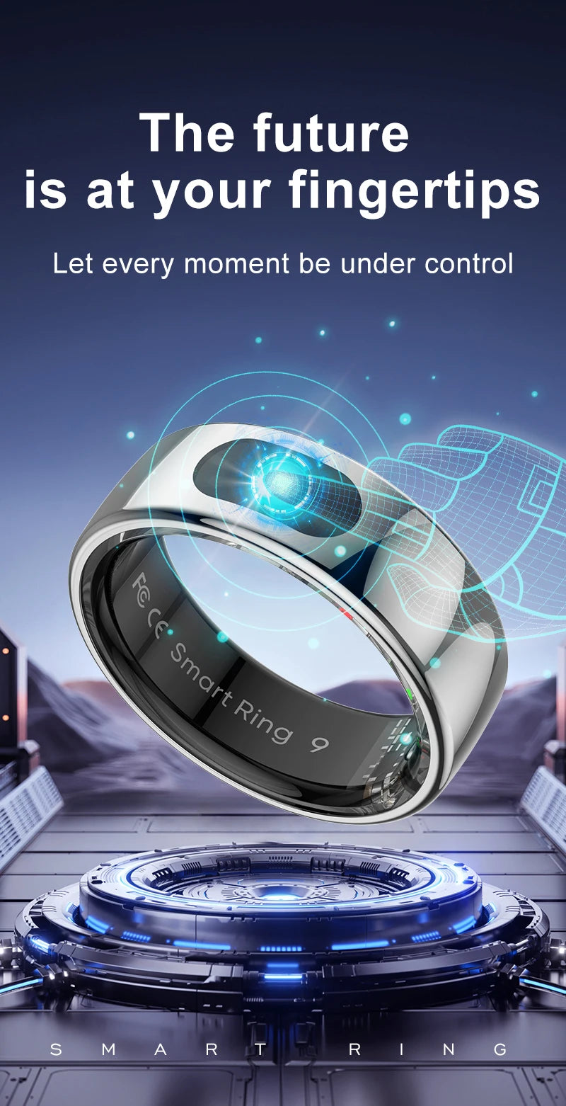 R08 Smart Ring Men Women with Charging Case Health and Sleep Monitor 5ATM Waterproof Multi Sport Mode Heart Rate Monitoring NEW
