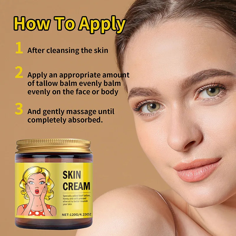 Whipped Beef Tallow And Honey Balm Moisturizing Beef Tallow Face Cream Body Lotion Grass Fed Grass Finished Face Cream Care