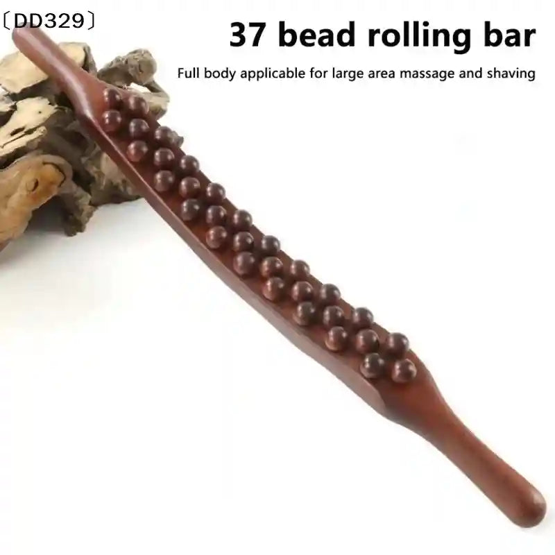 Massage Roller Stick for Back Pain Relief - 37 Beads Wood Tool Massage Roller Tidesmit