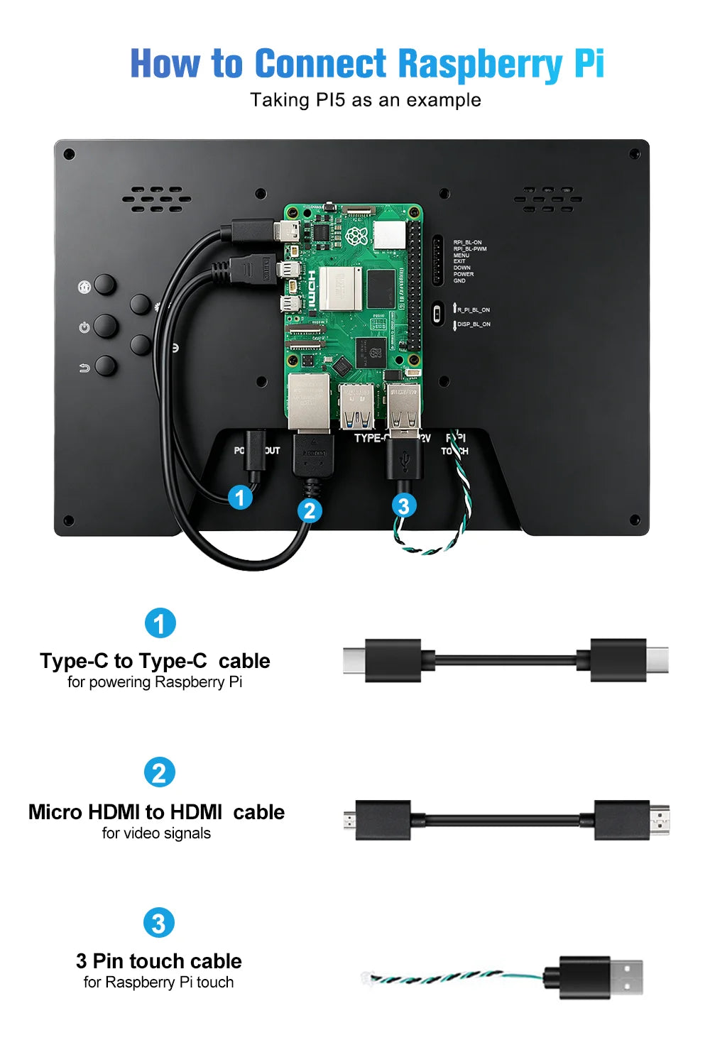 FORZOLA Raspberry Pi Screen 10.1 Touchscreen Monitor 1920x1200 HDMI Monitor IPS Display Free-Driver for Raspberry Pi 5/4/3/2 Win