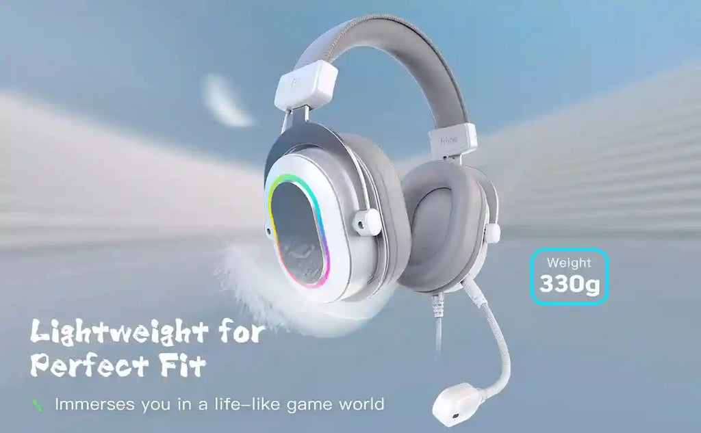 RGB Gaming Headset 7.1 Surround Sound - White Over-Ear Wired Headset Tidesmit