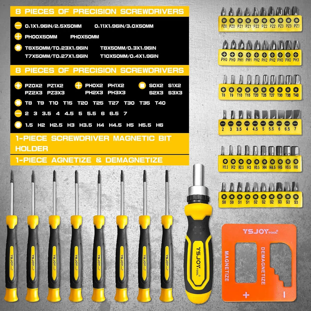 131pcs Magnetic Screwdriver Set with Plastic Ranking Includes Precision Screwdriver and Pick Hook Ratchet Driver DIY Tools