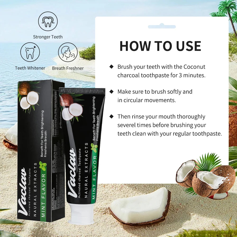 Tidesmit natural activated charcoal mint toothpaste for professional teeth whitening and plaque removal