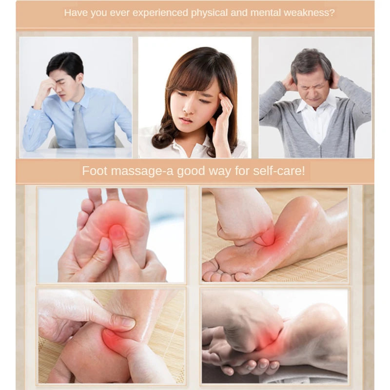 Portable reflexology foot massage mat for pain relief and acupressure. Sturdy plastic home health tool for relaxation.