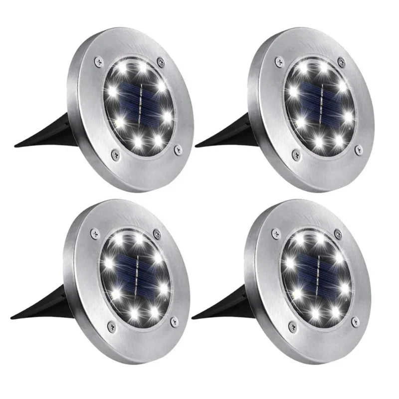 4 PCS 8LED Solar Power Disk Light Outdoor Garden Solar Underground Light Deck Light Spotlight Buried Solar Led Lamp