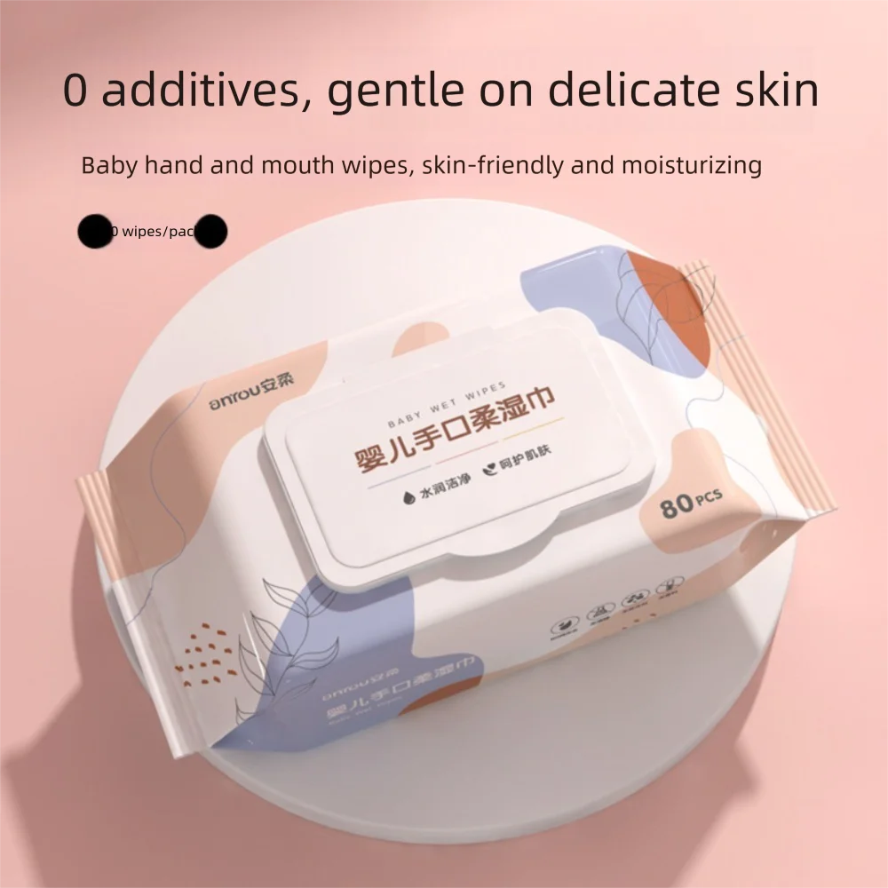 80pcs/bag New Multipurpose Baby Wet Wipes Large Size Gentle Cleaning Cleaning Wipes Soft Texture Wet Wipes Paper Baby Care