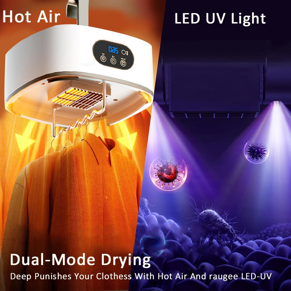 Tidesmit portable electric clothes dryer with folding design, intelligent timer, and UV sterilization, side view.