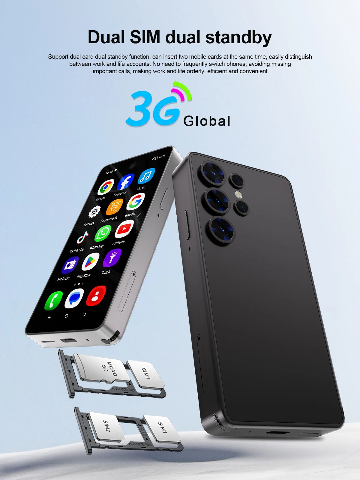 SERVO Built-in Stylus Mini Smartphone Android 3G Cellular 4" Display 16GB ROM GPS Face Unlock Tiny Mobile Phones WIFI Play Store
