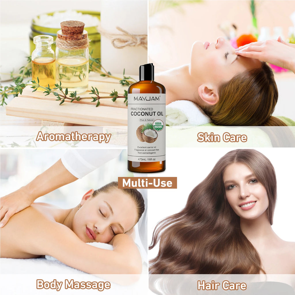 Tidesmit USDA Organic Coconut Oil for hair, skin, and face. Cold-pressed massage oil for body, hair, and face care.