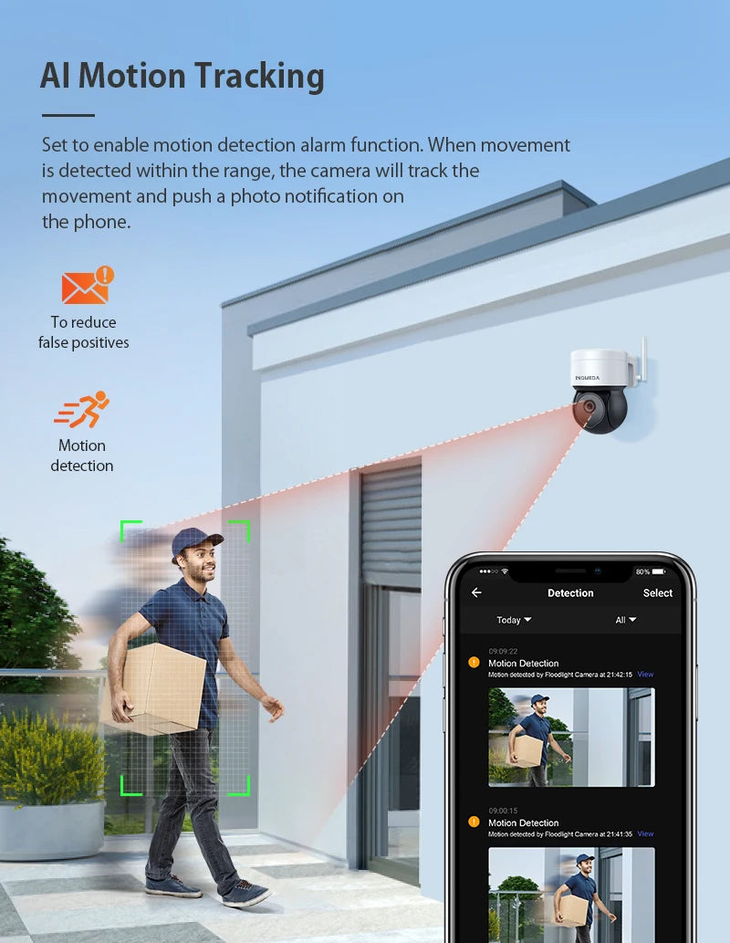 INQMEGA 5MP Tuya Outdoor PTZ Camera Ai Human Detect 1080P Security CCTV Camera Add Google Home And Alexa Wifi IP Camera