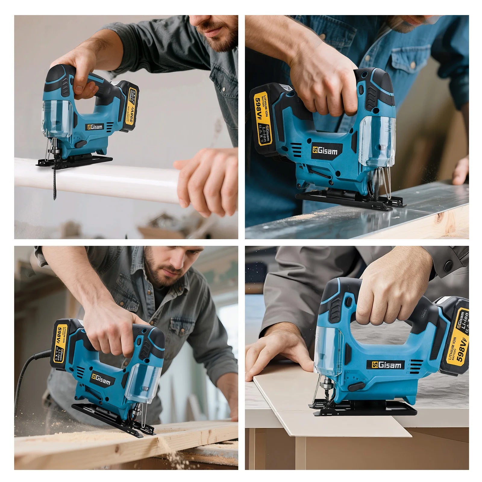 Gisam 26mm 3500RPM Brushless Electric Jig Saw Multi-Function Stepless Speed Woodworking Power Tool For Makita 18V Battery pin