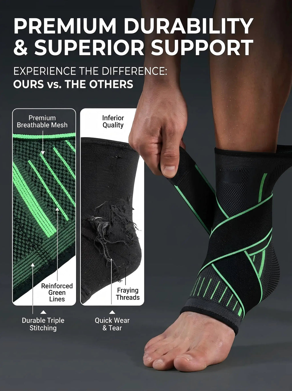VBOSI Ankle Brace Compression Support Sleeve with Adjustable Strap for Men Women, Breathable Knitted Ankle Support for Sprain, S
