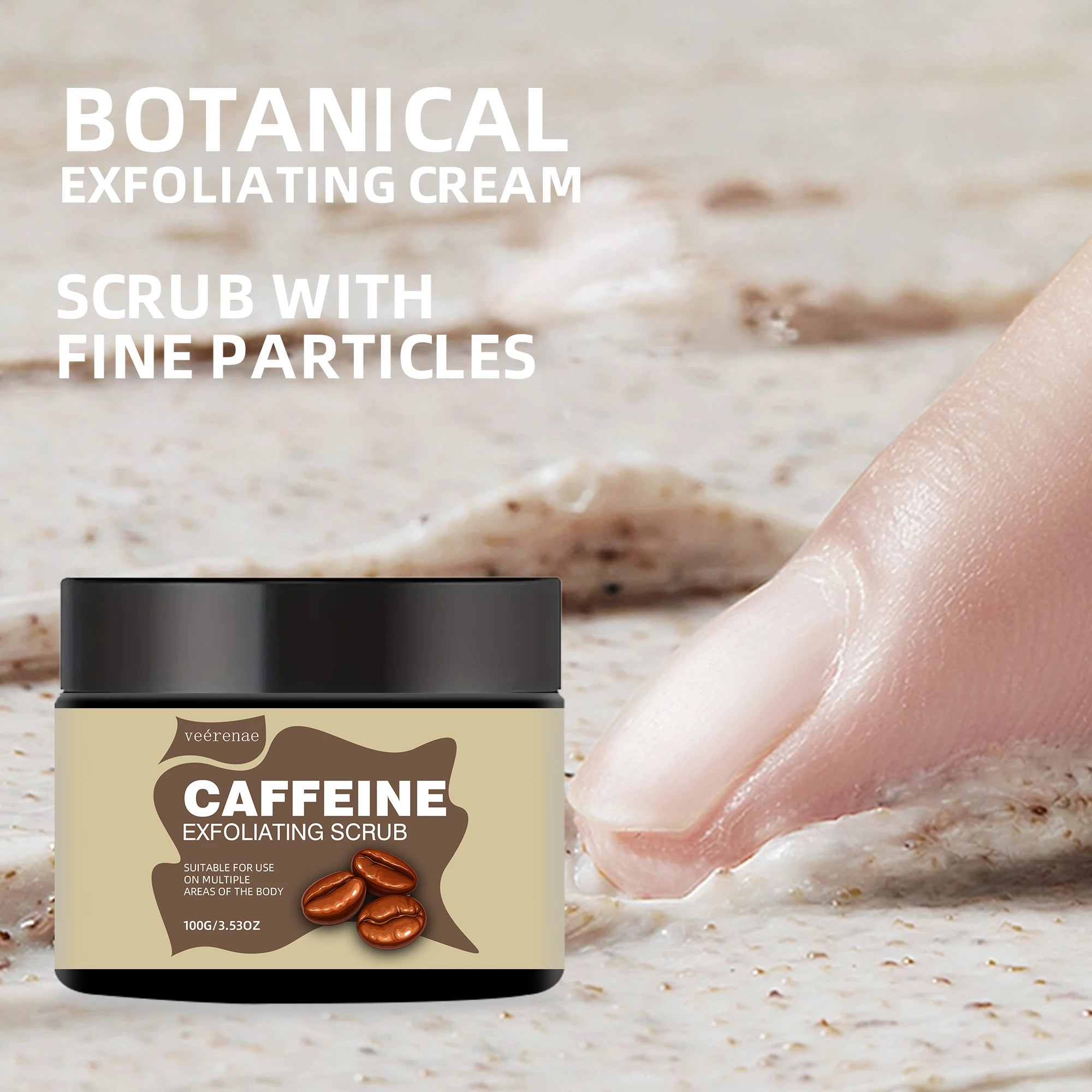 Caffeine Exfoliating Scrub: Natural Non-Sticky Ice Cream Polish Scrubs Treatments Tidesmit