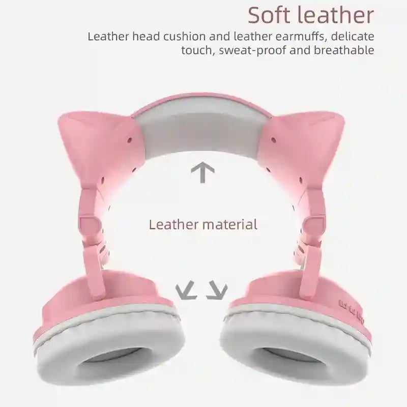Wireless Cat Ear Headphones with RGB LED - Low Latency Audio Tidesmit