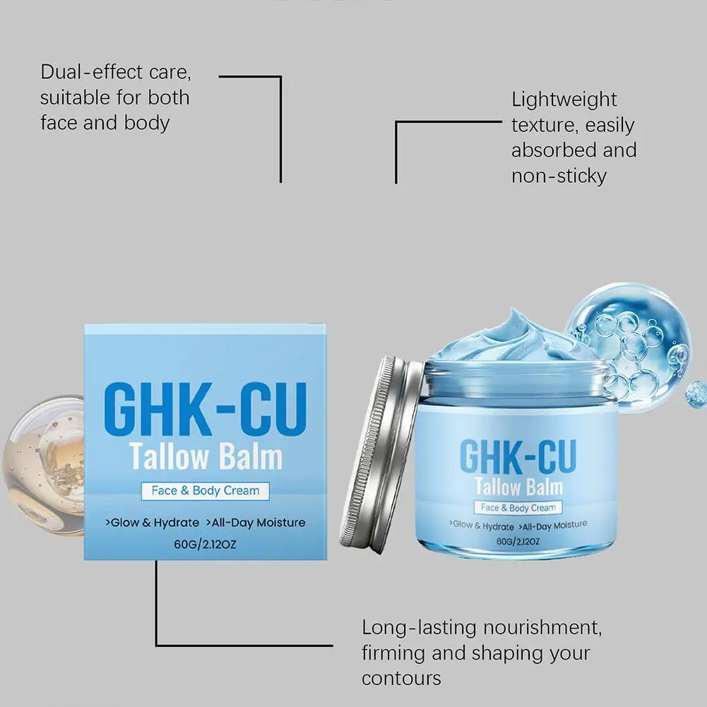 GHK CU Copper Peptide Natural Tallow Blue Cream Gentle Non Irritating Face Body Moisturizer For Sensitive And Mature Skin