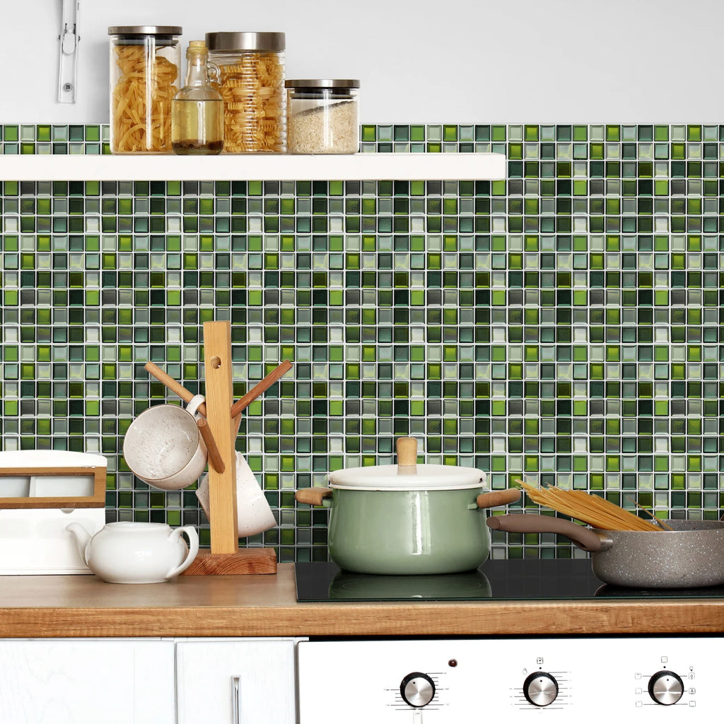 Peel and Stick Mosaic Tile Stickers 6.7x9inch Self Adhesive 3D Thick PE Foam Waterproof Kitchen Bathroom Backsplash Wall Decals
