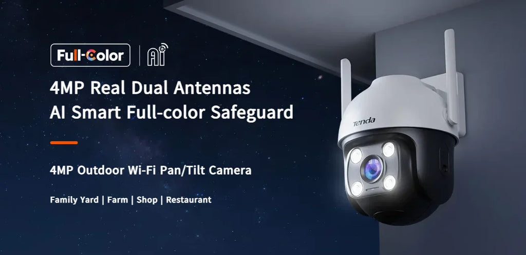 Tenda 4MP Outdoor Wi-Fi Pan/Tilt Camera CH7-WCA Full-Color 360° visual coverage Night Vision AI Motion Detection Smart Alarm
