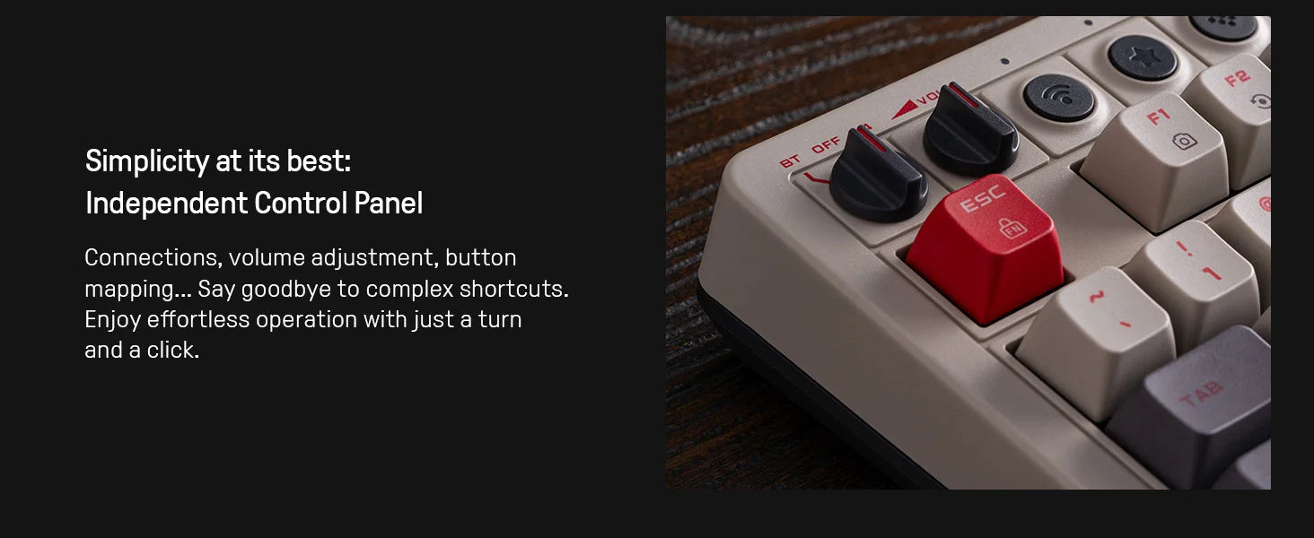 8BitDo Retro 108 Key Mechanical Keyboard，Bluetooth / 2.4G / USB-C Hot Swappable Gaming Keyboard for PC Windows and Android