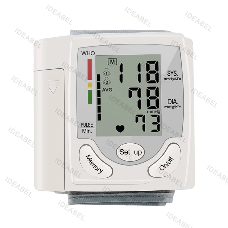 Mini Portable Battery Blood Pressure Machine Wrist Sphygmomanometer Digital Electronic Heart Rate BP Tensiometer