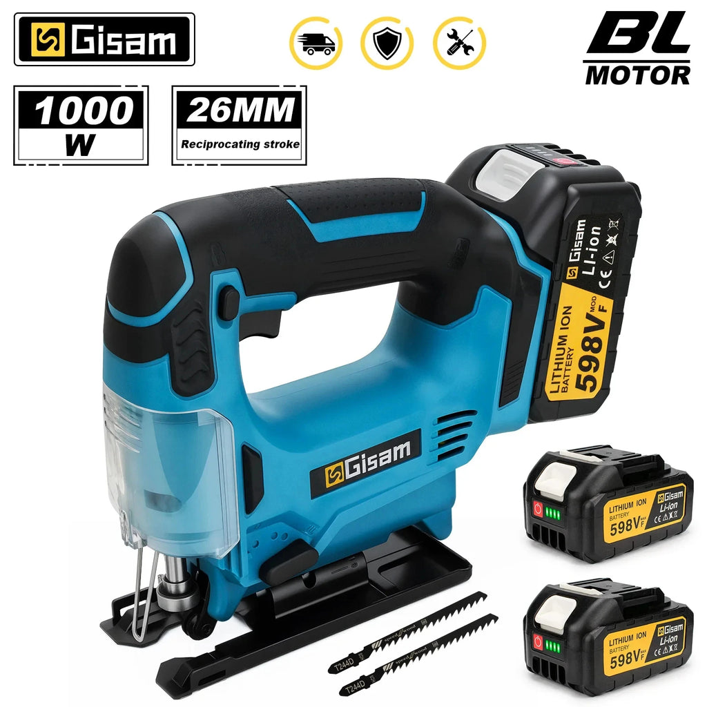 Gisam 26mm 3500RPM Brushless Electric Jig Saw Multi-Function Stepless Speed Woodworking Power Tool For Makita 18V Battery pin