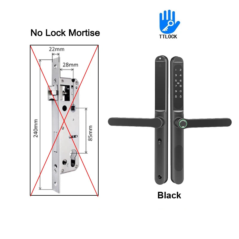 TTLock App Smart Aluminum Door Lock Waterproof Fingerprint Digital Password RFID Card Remote Electronic Sliding Glass Door Lock
