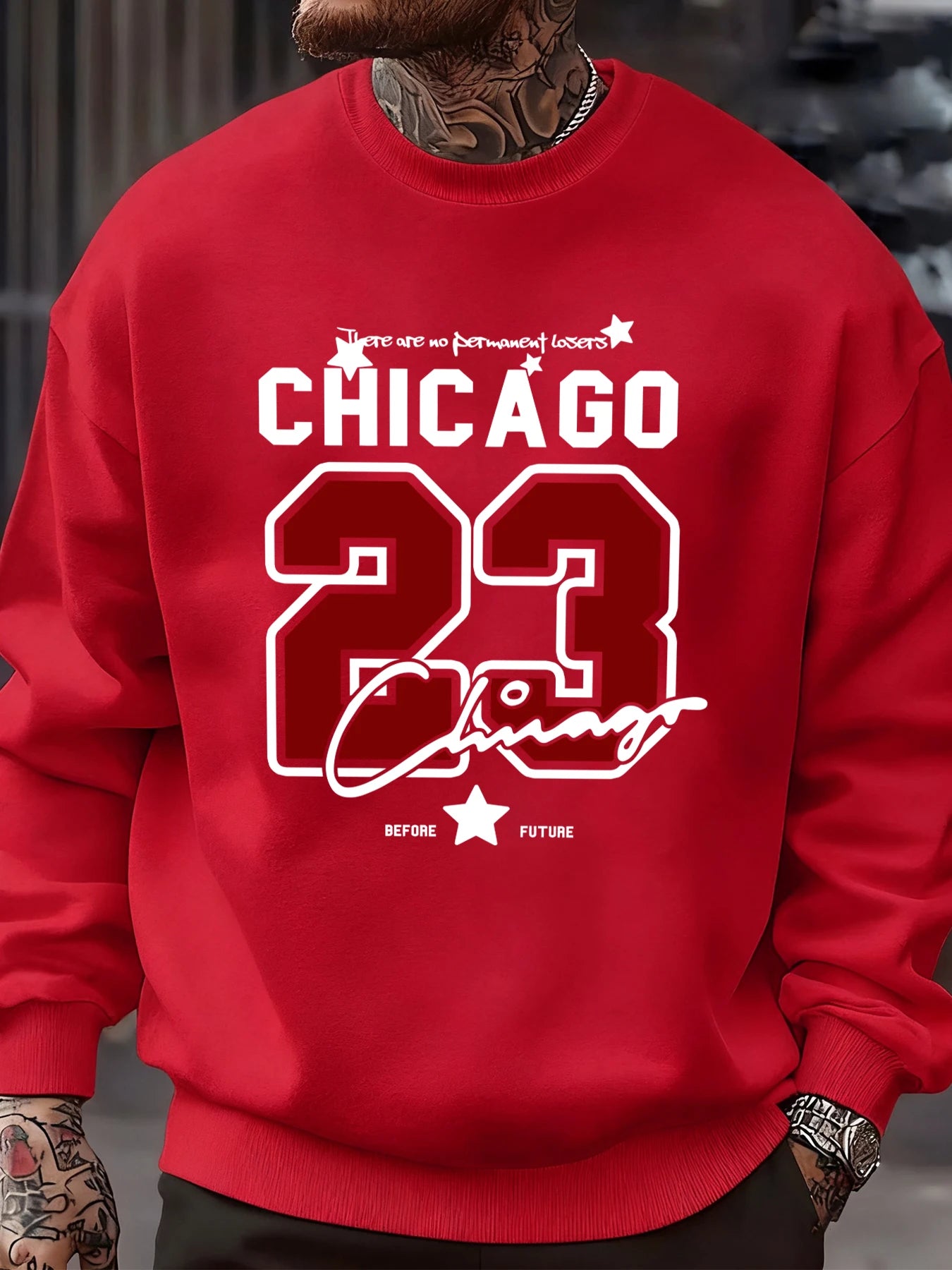 Chicago Number 23 Jersey Prints Male Sweatshirt Trendy Hip Hop Streetwear Crewneck Autumn Clothes Fleece Casual Pullover