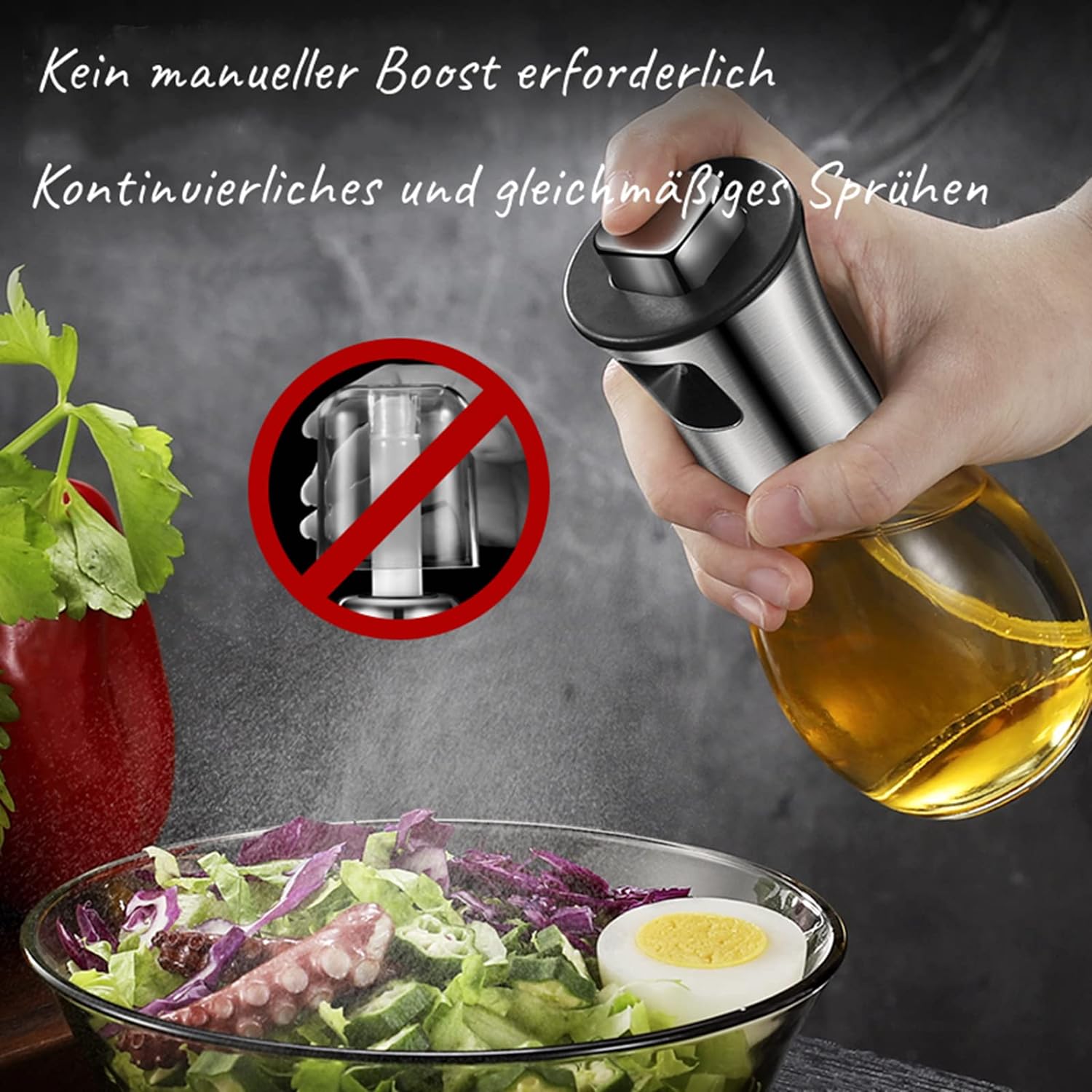 Oil Spray Pot Oil Sprayer For Cooking Spray Bottle Barbecue Multi-Function Air Fryer Glass High-Pressure Baking Oil Pot