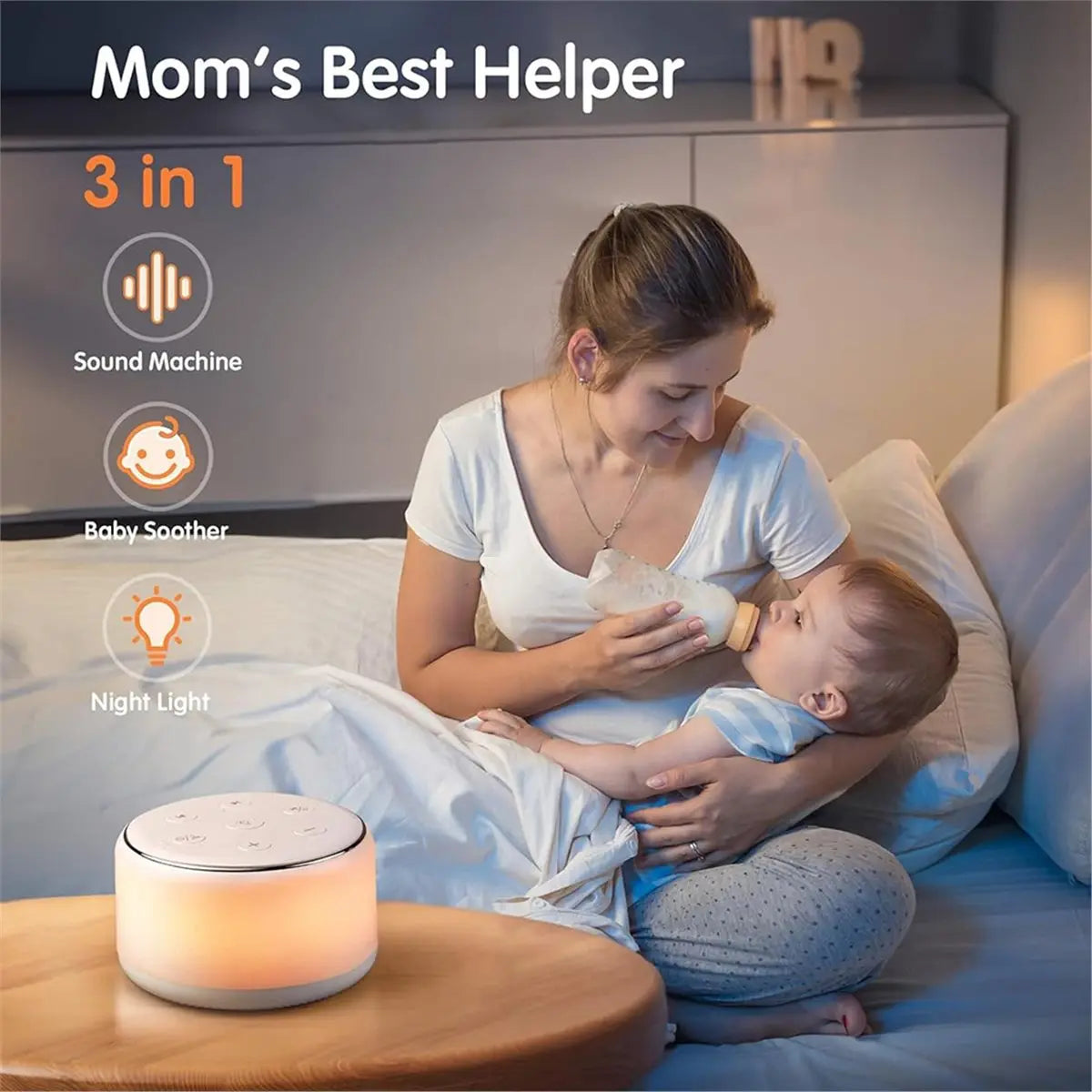 11·11COUPON White Noise Sound Machine Baby for Sleeping with Night Light - 34 Soothing Sounds, Rechargeable White Noise Machine