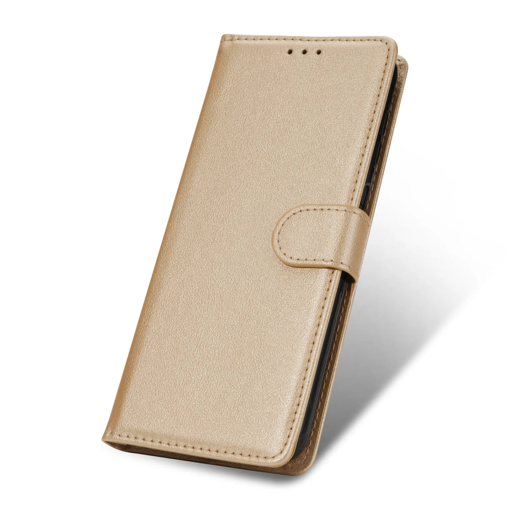Flip Wallet Case for Xiaomi Redmi and Poco with Wrist Strap Gold Case & Strap Tidesmit