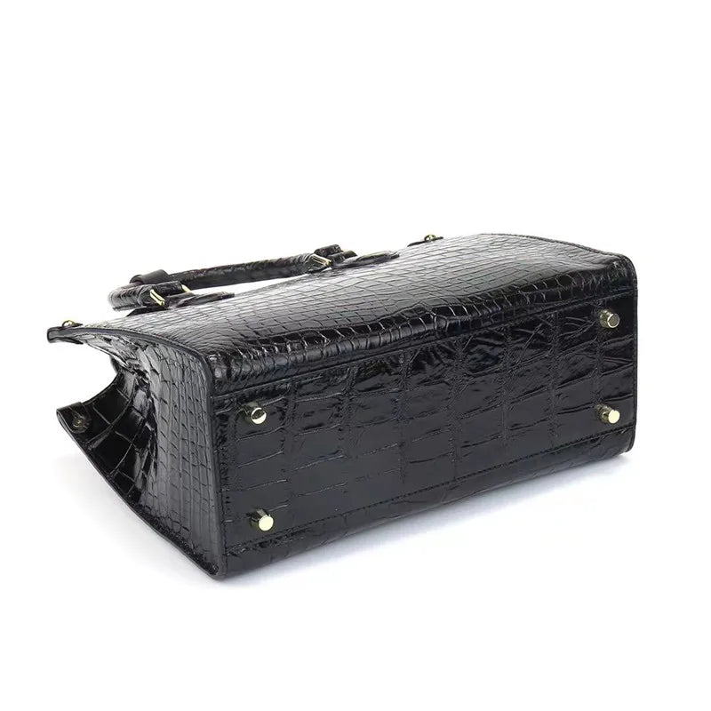Authentic Crocodile Skin Classic Women's Small Totes Handbag Genuine Exotic Leather Female Work Purse Lady Single Shoulder Bag