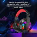 Wired Gaming Headset with RGB Audio - Black and Red Over-Ear Design Black and Red RGB Li Tidesmit