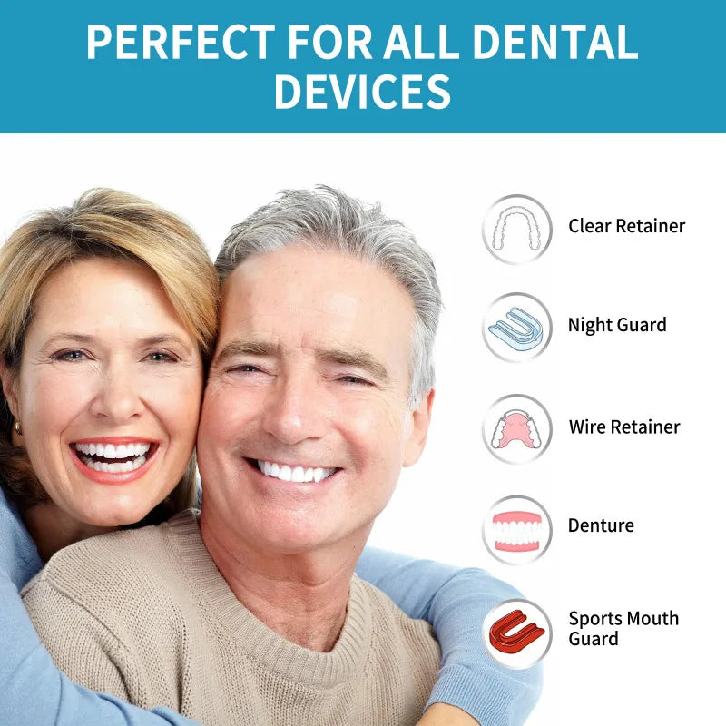 Tidesmit 30ml aligner and denture cleaning foam for deep stain removal, teeth whitening, and fresh breath.